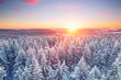 canvas print picture - Thüringer Wald im Winter - Sonnenuntergang