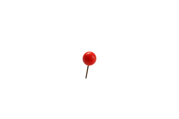 stationery small pin with a ball stuck in a white isolated background