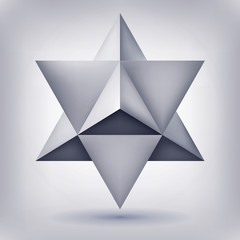 Poster - Merkaba, 3d crystal, geometry shape, volume star, mesh version, abstract vector object