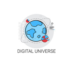 Poster - digital universe information flow global data icon vector illustration