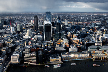 Wall Mural - Aerial view of River Thames and The City in London