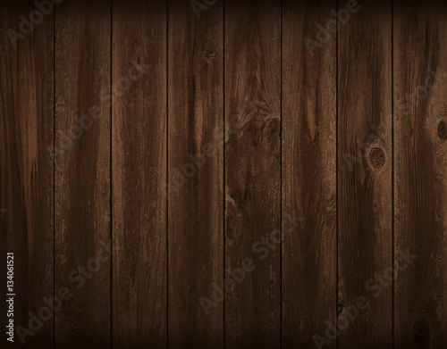 Fotografie, Obraz Dark flat wood board background. Wall paneling or wooden floor.