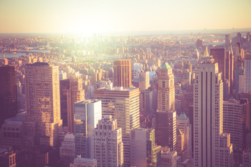 Wall Mural - beautiful sunset view across New York City from midtown Manhattan 