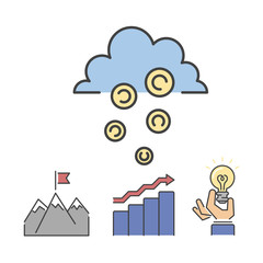 Sticker - Business success money cloud vector icons set.