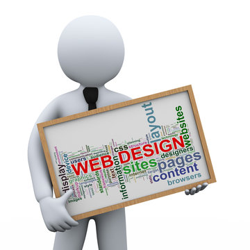 3d businessman and web design tags