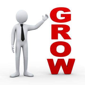 3d man grow word presentation