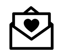 Love Letter, Note Or Message With Heart Vector Line Art Icon For Apps And Websites