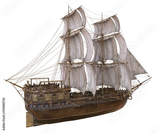 Sailboat 3D Illustration Isolated On White