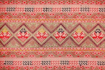 colorful thai silk handcraft peruvian style rug surface old vintage torn conservation made from natu