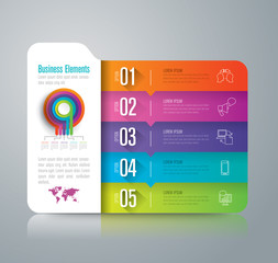 Folder infographic design vector and business icons with 5 options.