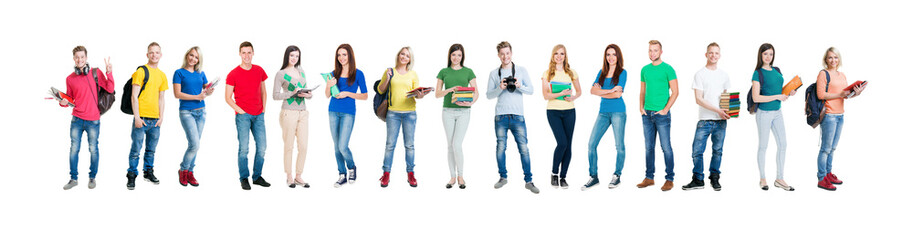 Wall Mural - Group of smiling teenagers staying together