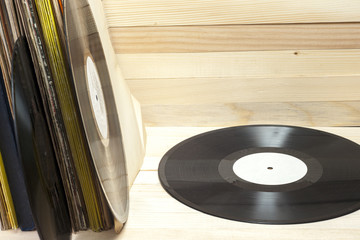 Vinyl record. Copy space for text.