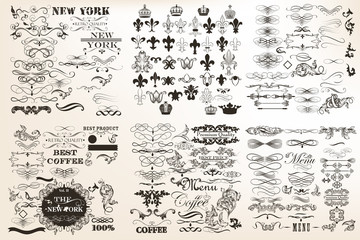 Wall Mural - collection or set of vector vintage flourishes for design in ant