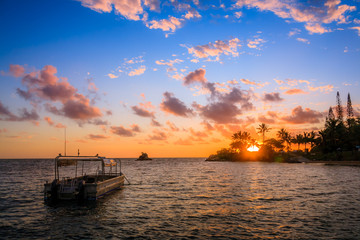 View of a beach at Noumea, New Caledonia during sunset