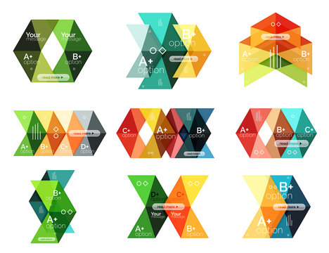 Vector collection of colorful geometric shape infographic banners