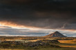 Iceland - Vindbelgjarfjall volcano at dusk with beautiful clouds