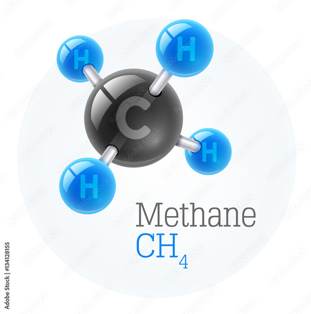 Physical chemical molecule model of gas methane Stock Vector | Adobe Stock, image size:992x1000