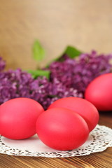  Easter eggs on wooden background