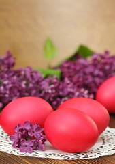  Easter eggs on wooden background