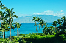 A View From Maui Island, Hawaii Looking Out Over The Bay To Another Island 