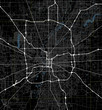 Black and white map of Indianapolis city. Indiana Roads