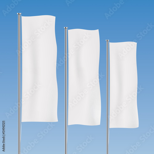 White Banner Flag Vector Templates Perspective Row Of Vertical
