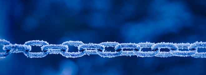 frosty chain on blue background