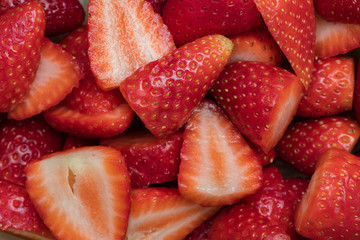 Fresh ripe sliced strawberries
