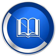 Poster - Book silver metallic web and mobile phone vector icon.