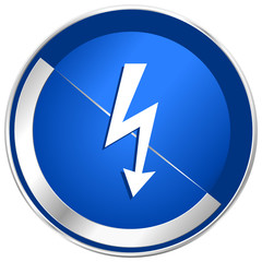 Poster - Bolt silver metallic web and mobile phone vector icon.