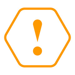 Orange hexagon exclamation mark icon warning sign attention butt