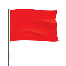 Red Flag Template. Red Horizontal Waving Flag, Isolated On Background. Vector Flag Mockup.