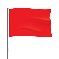 Red flag template. Red horizontal waving flag, isolated on background. Vector flag mockup.