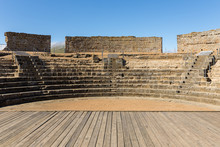 The Roman Theater In Regina, Is Located In The Ancient Ruins Of The Roman City Regina Turdulorum. Extremadura. Spain.