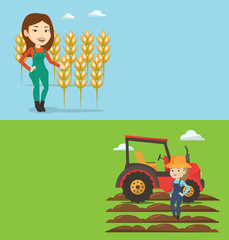 Sticker - Two agricultural banners with space for text.