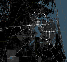 Wall Mural - Black and white map of Jacksonville city. Florida Roads