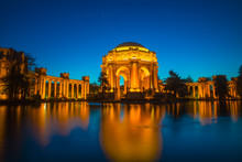 Palace Of Fine Arts Museum At Night In San Francisco, California, USA