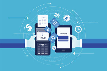 Poster - flat vector for business mobile payment concept and  digital marketing with business e commerce concept 
