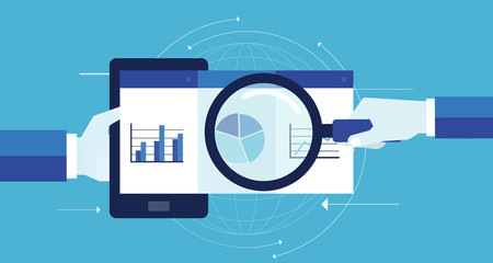 Aufkleber - business marketing analytic graph report on mobile device and business investment analytic and  planning concept
