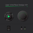 User Interface Design Kit. Player buttons, volume button, switch, microphone and headphone jacks.