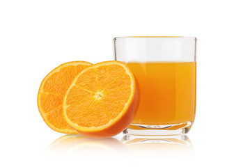 Orange juice on white background.