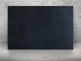 Leinwandbilder - Blank long black canvas frame at grunge concrete room,Mock up te