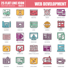 Poster - line web design and development icons