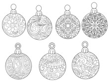 Christmas Balls Coloring Vector For Adults