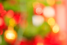 Abstract Blurred Of Blue And Silver And Green And Red Glittering Shine Bulbs Lights Background:blur Of.