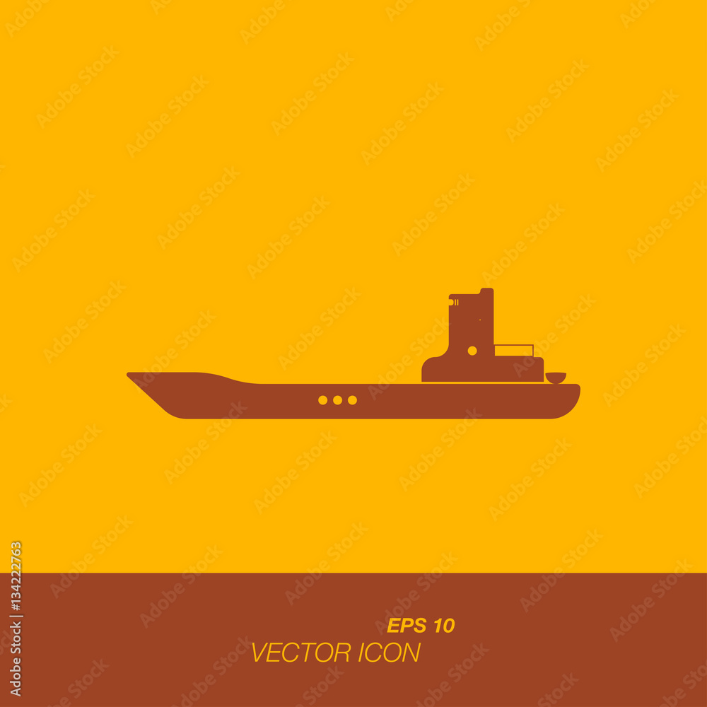 Container ship icon in flat style. The icons on the theme of logistics ...