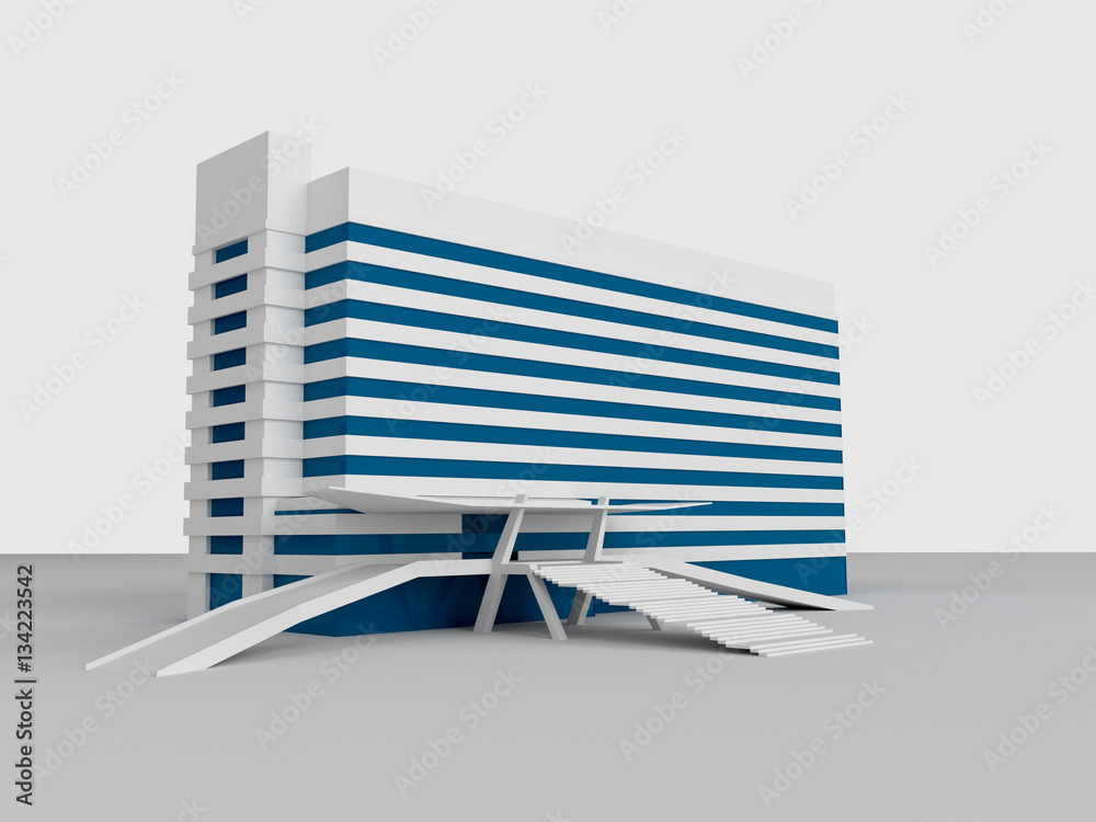 3d rendering, sketch visualization of multi-storey commercial building ...