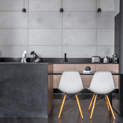 Wall Mural - Kitchen with grey wall tiles