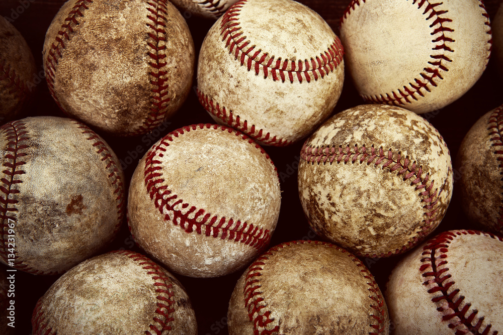 Old Vintage Baseball Background. Shallow focus wall mural wallpaper ...