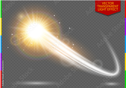 Fotografía Abstract semitransparent vector magic glow star trail light effect with neon blur curved line shoots up